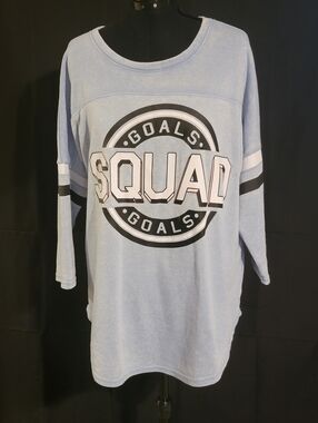 Light Blue 'SQUAD GOALS' Graphic Tunic